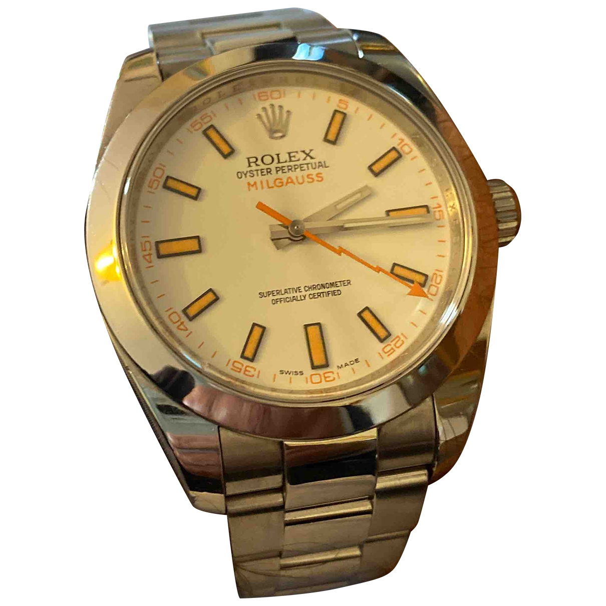 Milgauss watch Rolex White in Steel 